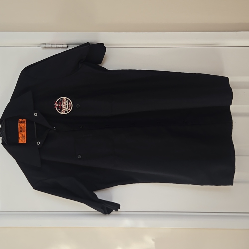 Red Kap Retro Atomic Music Patch Button-Up Mechanics Shirt Men’s Medium Black - Picture 8 of 14